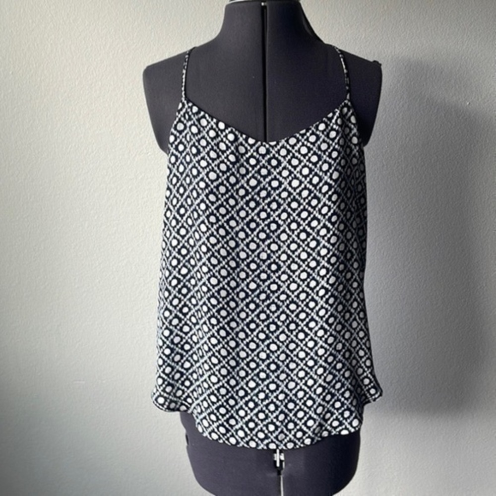 Loft top size extra small navy and white print